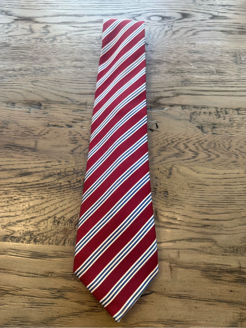 Tasso Ella Classic Red Striped Men's Tie with White & Navy Accents